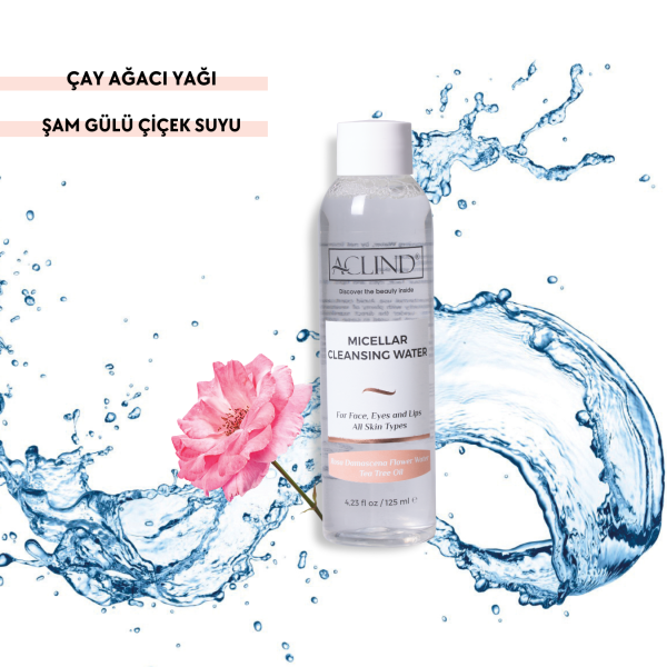 ACLIND® MICELLAR CLEANSING WATER 125 ml ROSA DAMASCENA FLOWER WATER TEA TREE OIL ALL SKIN TYPES