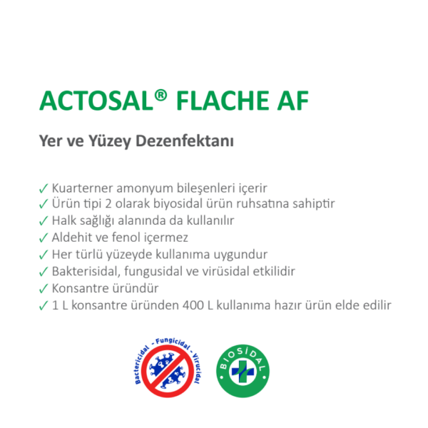 ACTOSAL® FLACHE AF 5L [Konsantre Yer ve Yüzey Dezenfektanı]