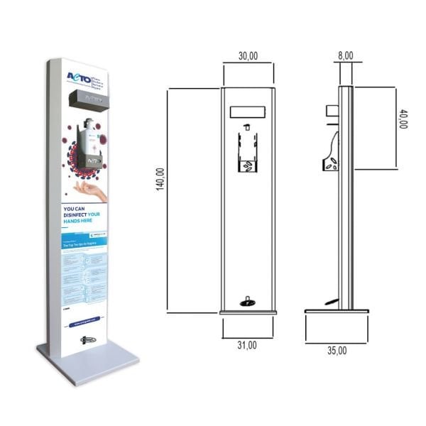 ACTO® PEDALLI DEZENFEKSİYON DİSPENSERİ  + 1L El Dezenfektanı Hediye