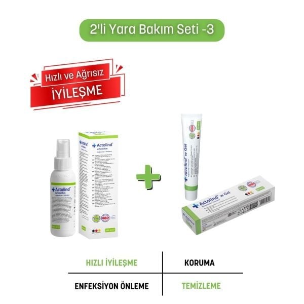 Actolind w Jel 30 ml  + w Solution 100 ml | Yara Temizleme ve Onarım Seti