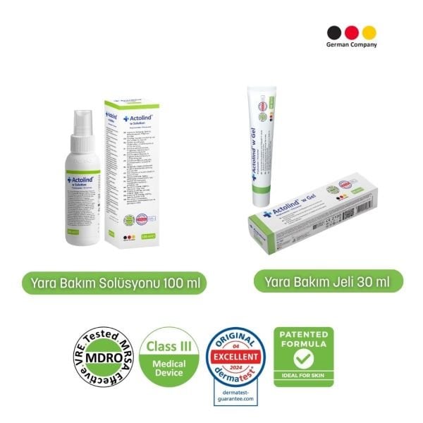 Actolind w Jel 30 ml  + w Solution 100 ml | Yara Temizleme ve Onarım Seti
