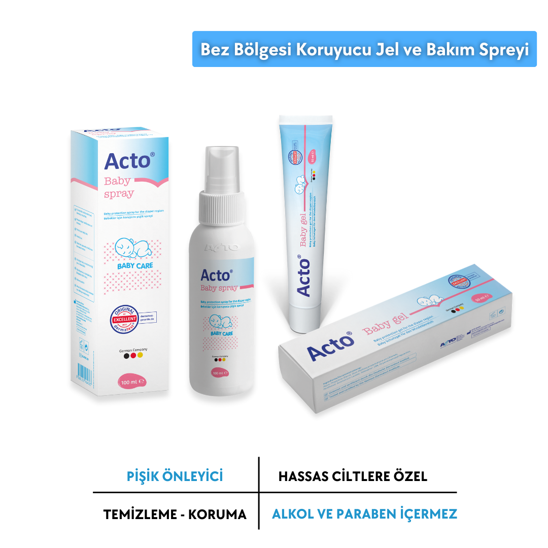 ACTO® BABY GEL 50 ml + Spray 100 ml | Bebek Pişik Önleyici Jel & Sprey