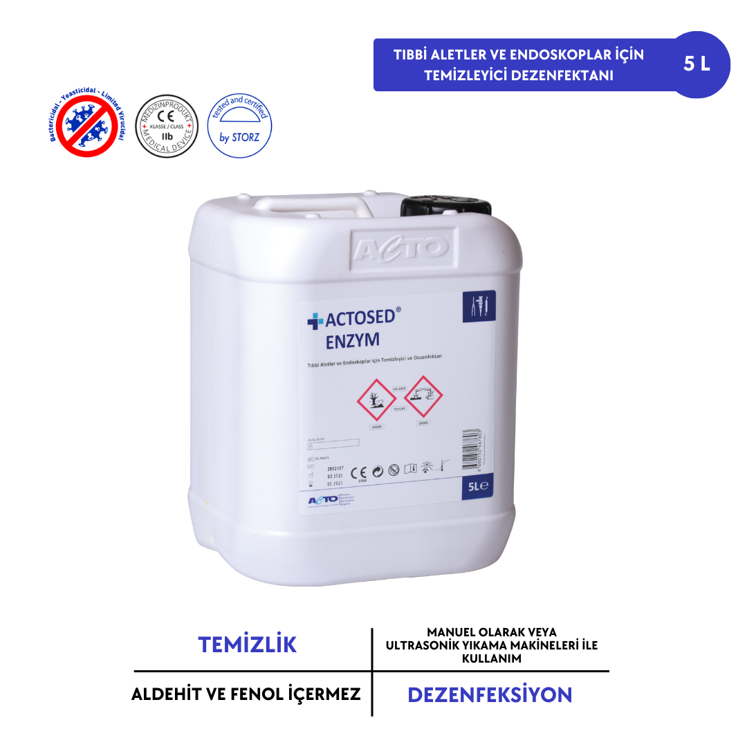 ACTOSED® ENZYM 5 L Tıbbi Aletler ve Endoskoplar için Temizleyici Dezenfektanı