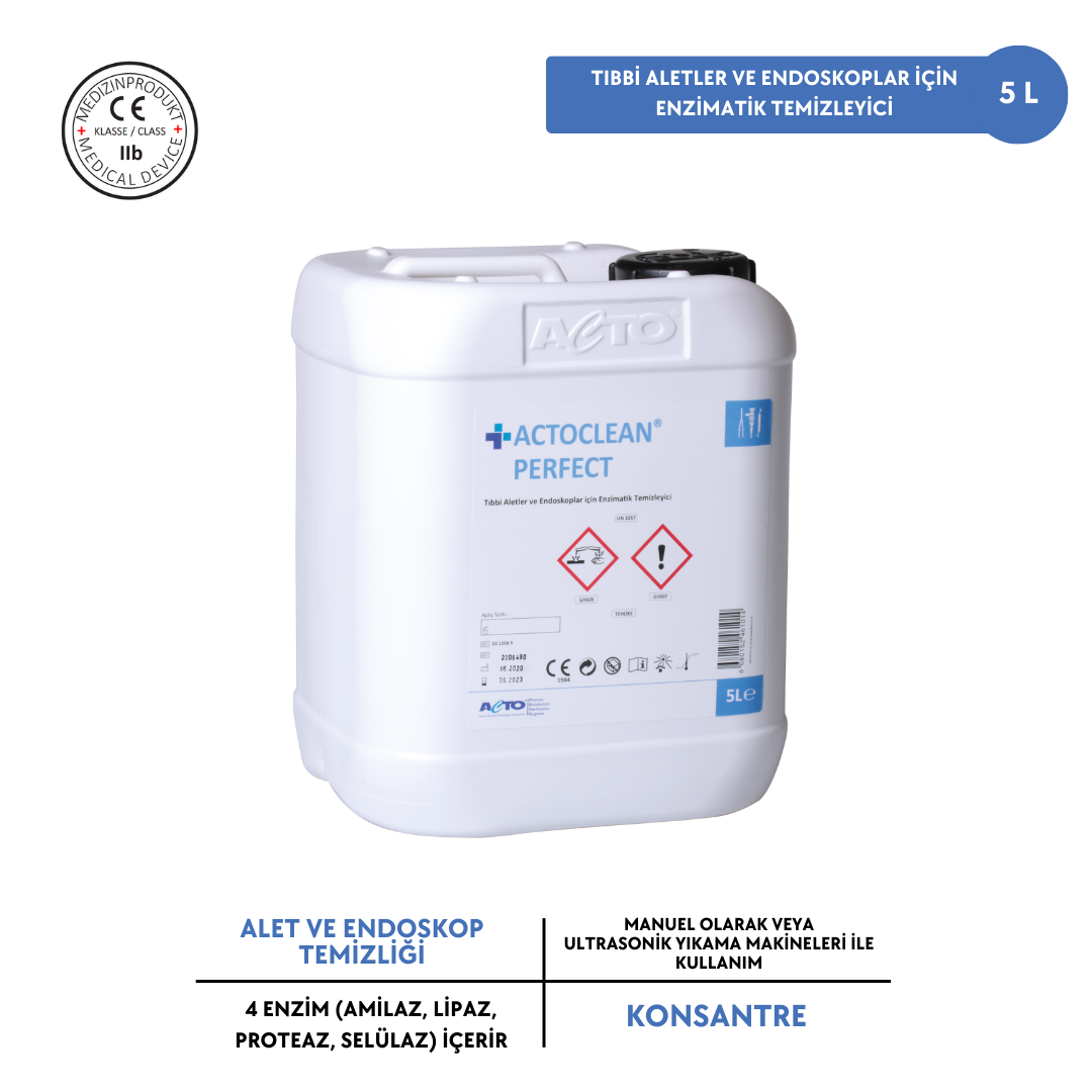 ACTOCLEAN® PERFECT 5 L Tıbbi Aletler ve Endoskoplar için Enzimatik Temizleyici