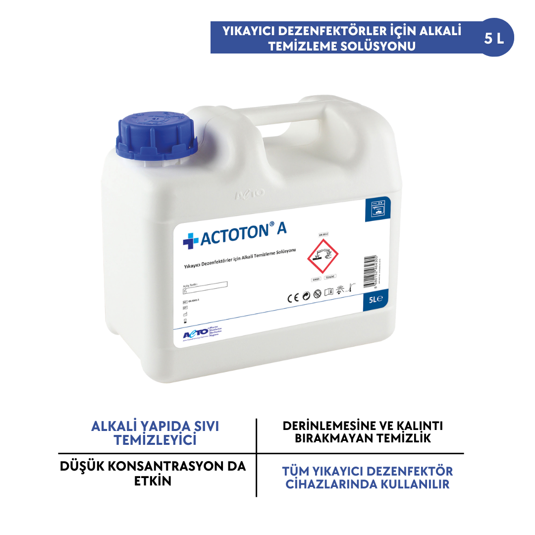 ACTOTON® A 5 L Yıkayıcı Dezenfektörler için Alkali Temizleme Solüsyonu