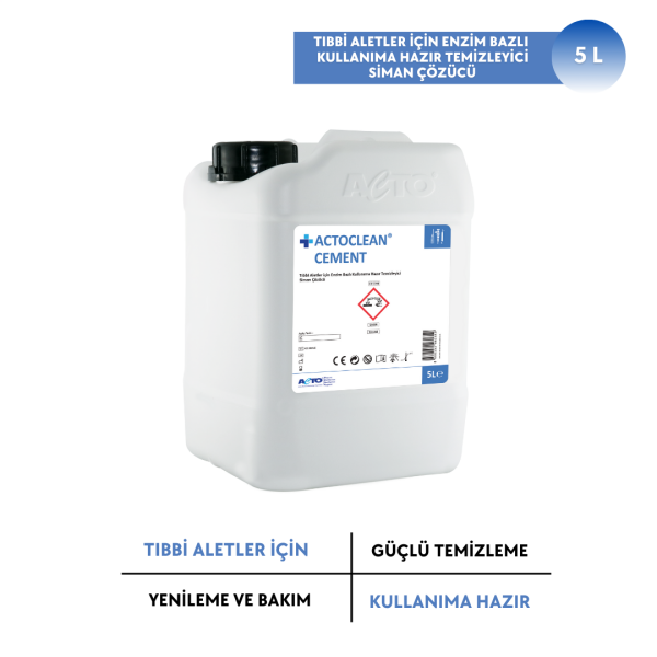 ACTOCLEAN® CEMENT 5 L Tıbbi Aletler için Enzim Bazlı Kullanıma Hazır Temizleyici Siman Çözücü