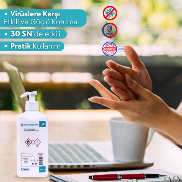 ACTOHAND® IPA 500 ML (﻿El ve Cilt Antiseptiği - İzopropil Alkol 75 % (v/v) = (70,6 g)