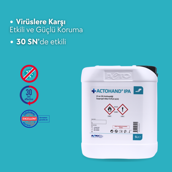 ACTOHAND® IPA 5 L ﻿(El ve Cilt Antiseptiği - İzopropil Alkol 75 % (v/v) = (70,6 g)