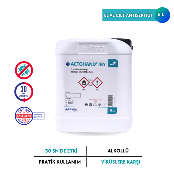 ACTOHAND® IPA 5 L ﻿(El ve Cilt Antiseptiği - İzopropil Alkol 75 % (v/v) = (70,6 g)