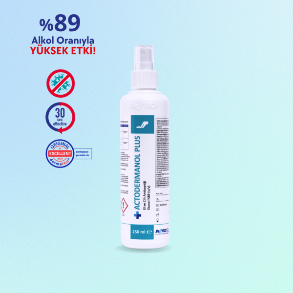 ACTODERMANOL® PLUS 250 ML (El ve Cilt Antiseptiği %89 (v/v) Etanol)