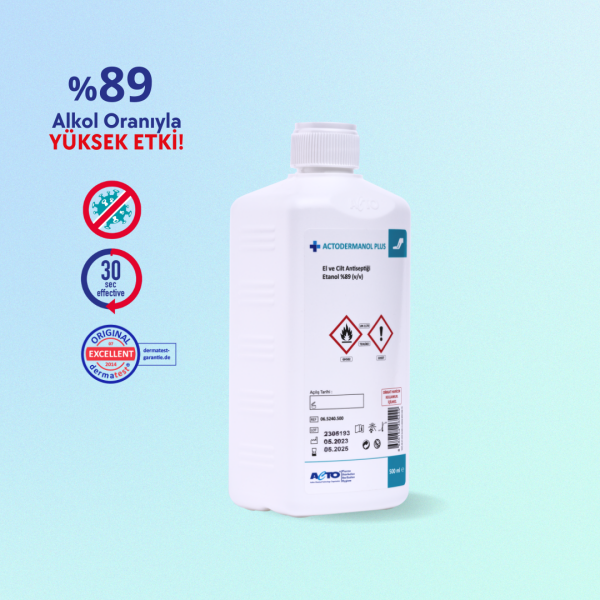 ACTODERMANOL® PLUS 500 ML (El ve Cilt Antiseptiği %89 (v/v) Etanol)