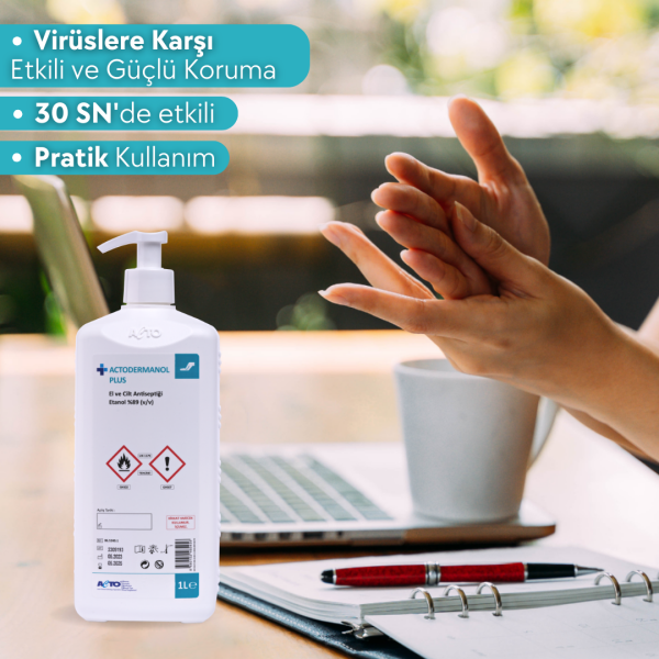ACTODERMANOL® PLUS 1 L (El ve Cilt Antiseptiği %89 (v/v) Etanol)