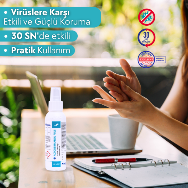 ACTODERMANOL® PLUS 100 ML (El ve Cilt Antiseptiği %89 (v/v) Etanol)