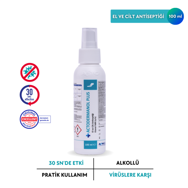 ACTODERMANOL® PLUS 100 ML (El ve Cilt Antiseptiği %89 (v/v) Etanol)