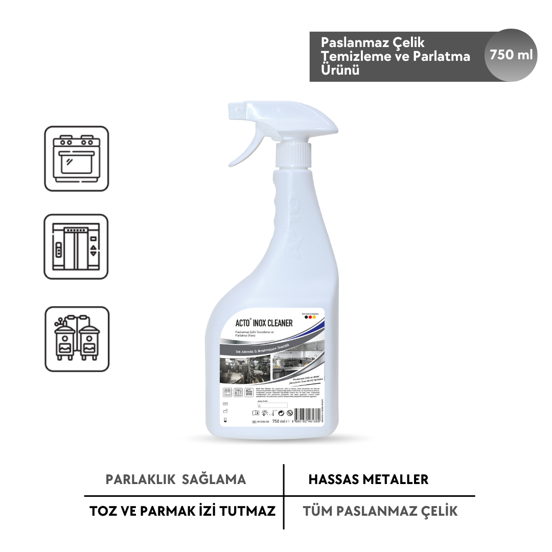 ACTO® INOX CLEANER 750 ml Paslanmaz Çelik Temizleme ve Parlatma Ürünü