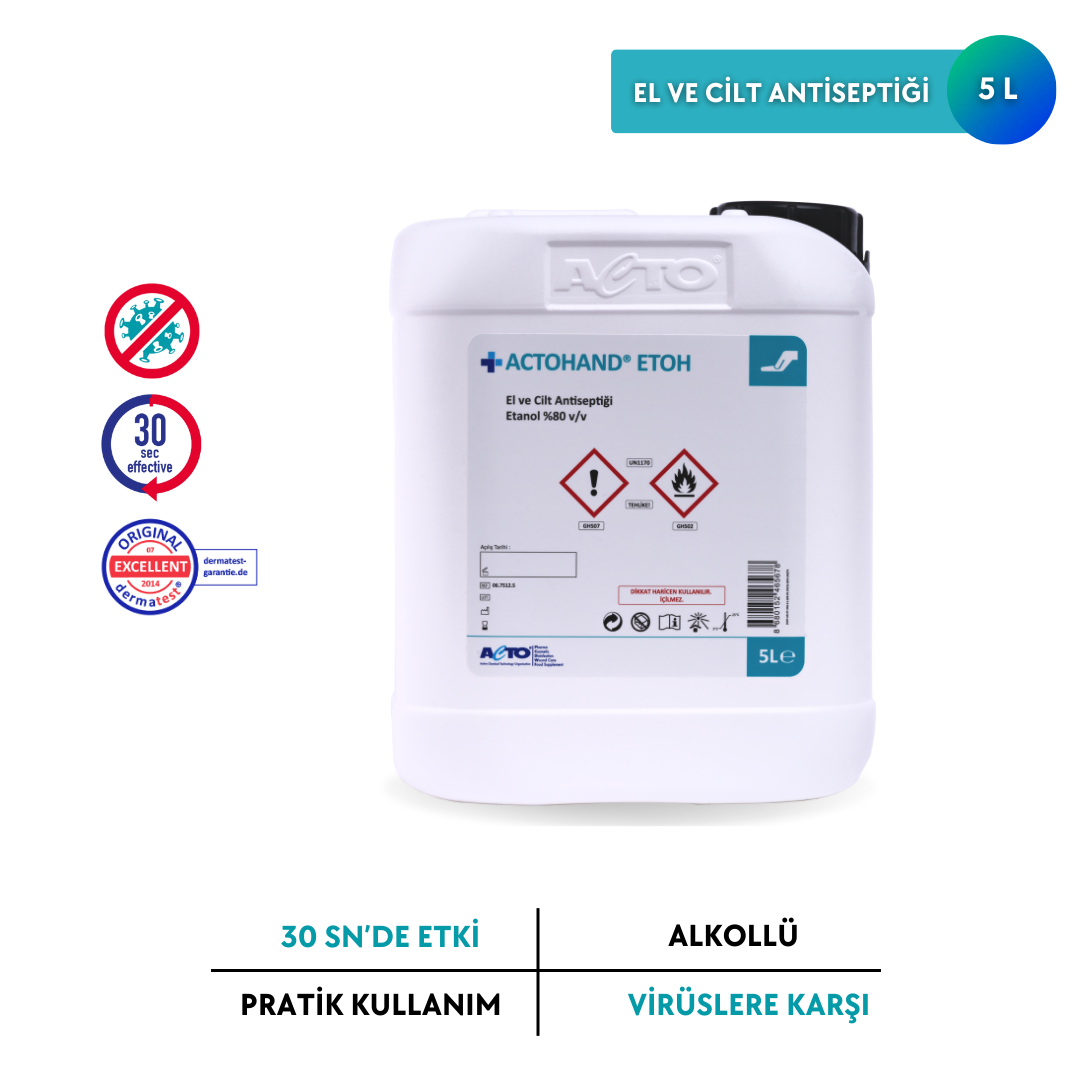 ACTOHAND® ETOH 5 L (﻿El ve Cilt Antiseptiği - Etanol 80 % (v/v)