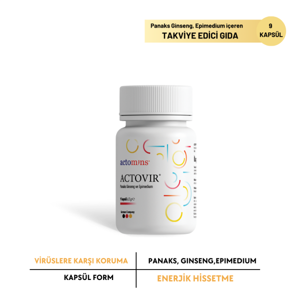 ACTOVIR® Panaks Ginseng ve Epimedium Ekstresi İçeren Takviye Edici Gıda 300mg x 9 Kapsül