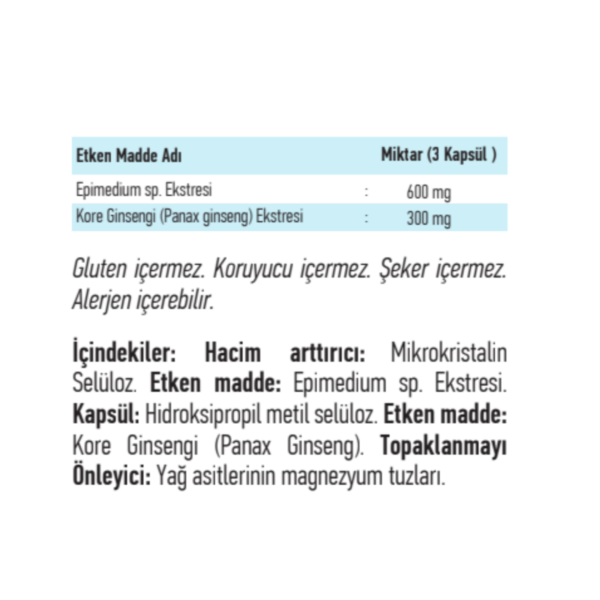 ACTOVIR® Panaks Ginseng ve Epimedium İçeren Takviye Edici Gıda 300 mg