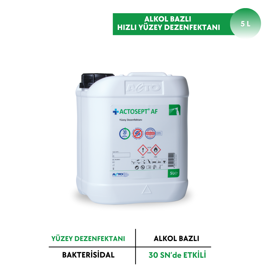 ACTOSEPT® AF 5 Litre [Alkollü Hızlı Yüzey Dezenfektanı - 30 Saniyede Etkili]