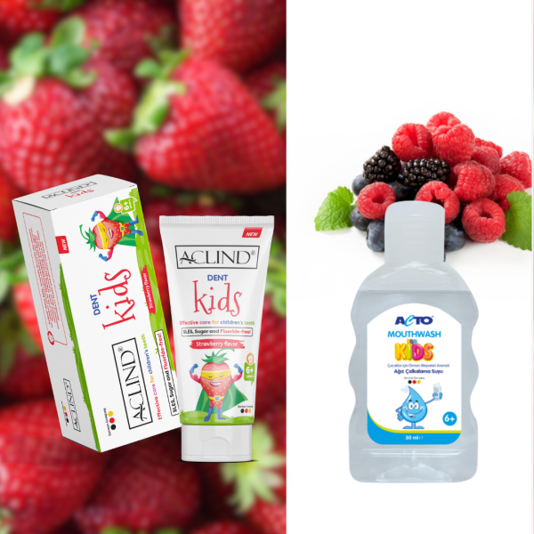 Aclind Dent Kids 75 ml Diş Macunu + ACTO® MOUTHWASH 50 ml | Çocuklar için Ağız ve Diş Bakım Seti