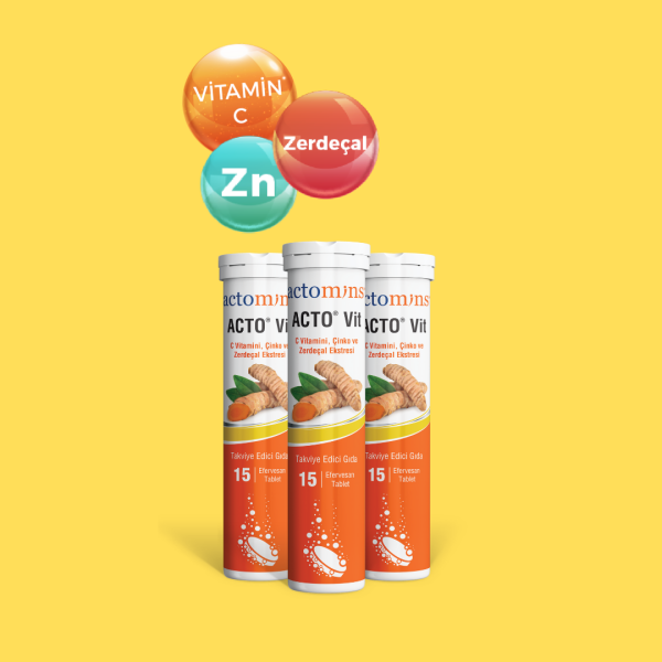 ACTO® VIT | C Vitamini, Çinko ve Zerdeçal Ekstresi 15 Efervesan Tablet