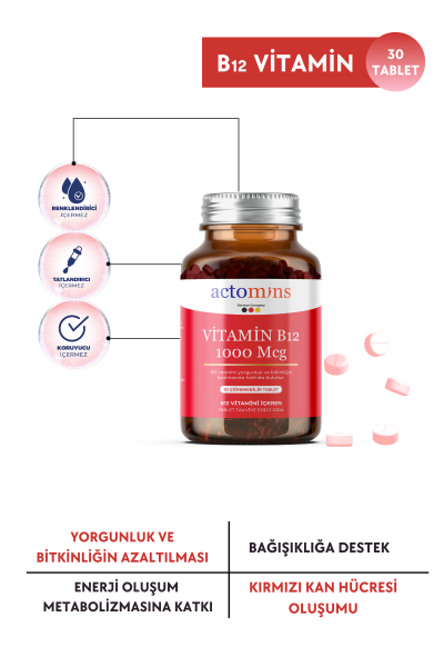 Actomins® Vitamin B12 Çiğnenebilir Tablet Formda Takviye Edici Gıda