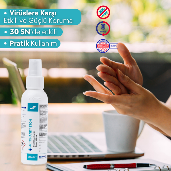 ACTOHAND® ETOH 100 ML El ve Cilt Antiseptiği - Etanol 80%