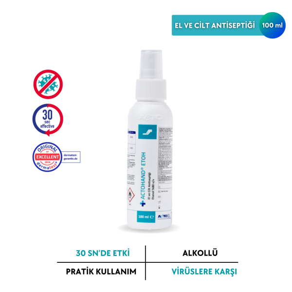 ACTOHAND® ETOH 100 ML El ve Cilt Antiseptiği - Etanol 80%