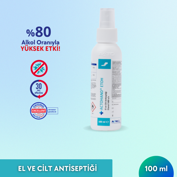 ACTOHAND® ETOH 100 ML El ve Cilt Antiseptiği - Etanol 80%