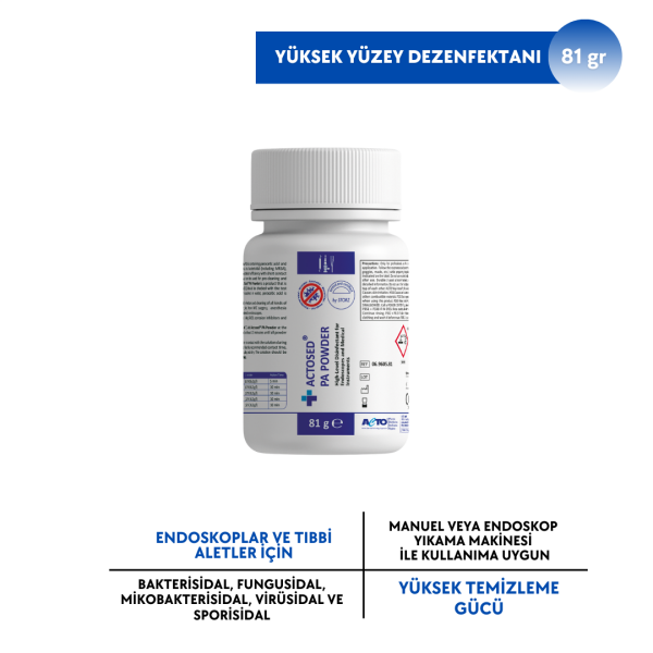 ACTOSED® PA POWDER / Endoskop&Tıbbi Alet için Yüksek Düzey Dezenfektan 81gr