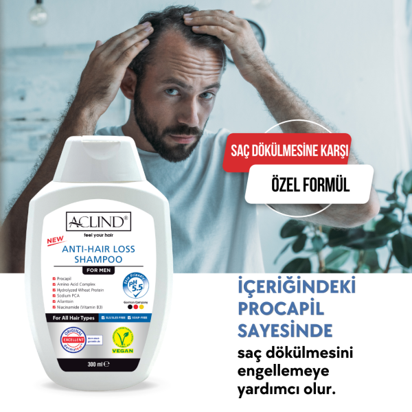 ACLIND® ANTI-HAIR LOSS SHAMPOO Erkek Saç Bakım Şampuanı 300 ml - Toptan Satış