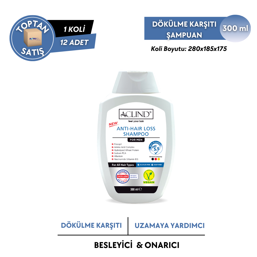 ACLIND® ANTI-HAIR LOSS SHAMPOO Erkek Saç Bakım Şampuanı 300 ml - Toptan Satış
