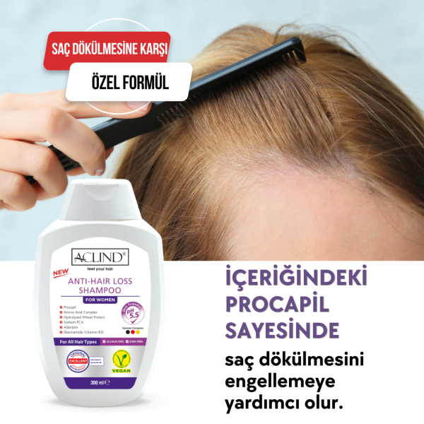 ACLIND® ANTI-HAIR LOSS SHAMPOO Kadın Saç Bakım Şampuanı 300 ml - Toptan Satış