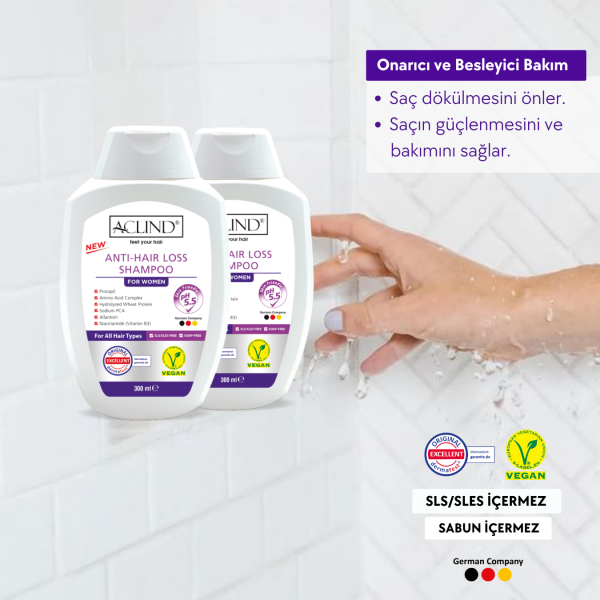 ACLIND® ANTI-HAIR LOSS SHAMPOO Kadın Saç Bakım Şampuanı 300 ml - Toptan Satış