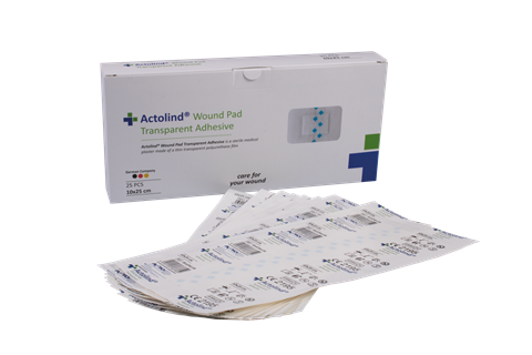 ACTOLIND® Wound Pad- Transparent Adhesive | Poliüretan Steril Tıbbi Flaster - 10x25 cm