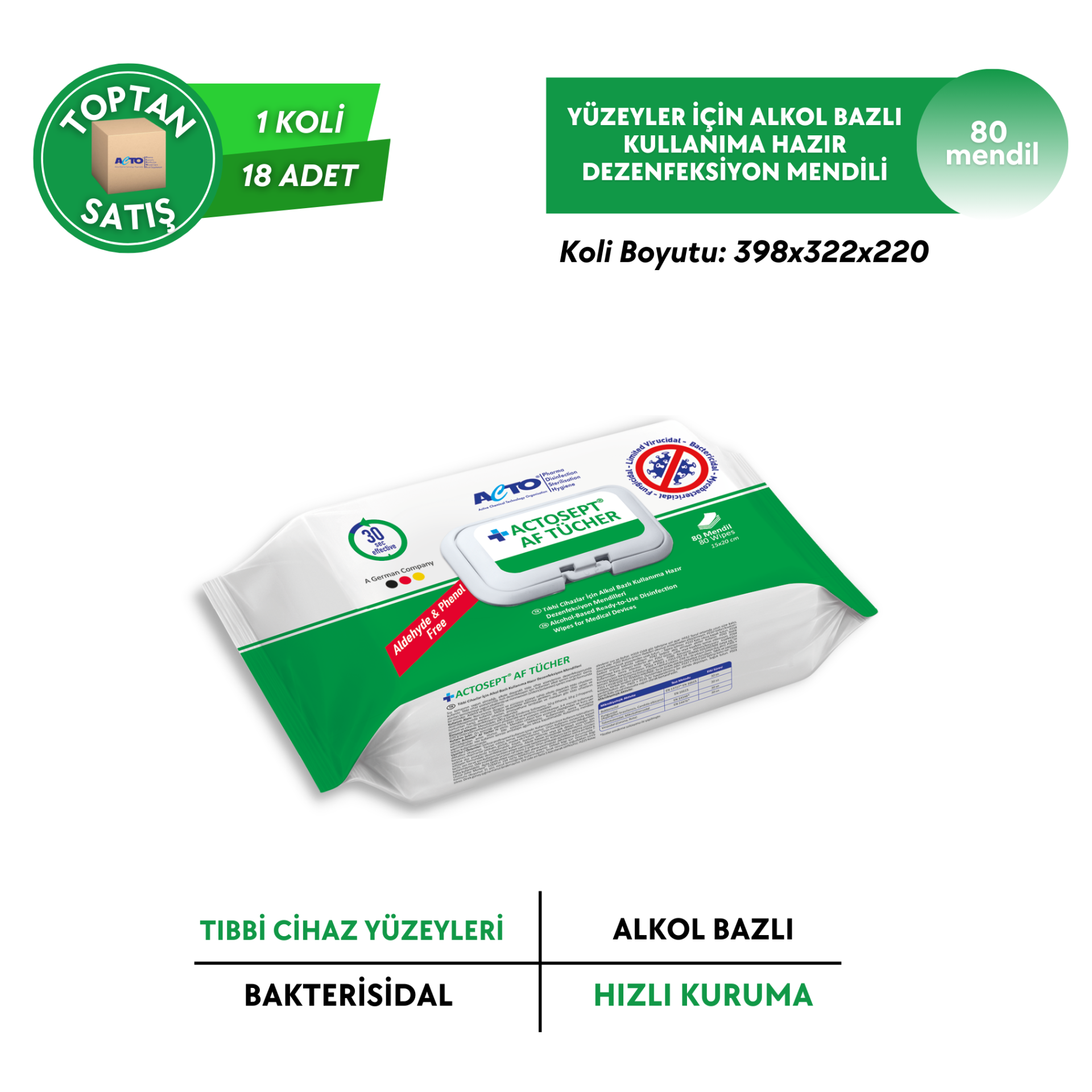 ACTOSEPT® AF TÜCHER Dezenfeksiyon Mendili - Toptan Satış