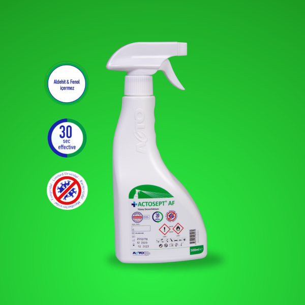 ACTOSEPT® AF 500 ml Alkollü Hızlı Yüzey Dezenfektanı 30 Saniyede Etki