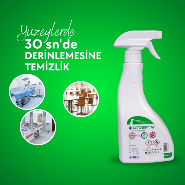 ACTOSEPT® AF 500 ml Alkollü Hızlı Yüzey Dezenfektanı 30 Saniyede Etki