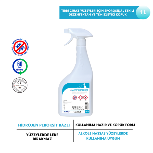 ACTO® OXY FOAM 1 L | Tıbbi Cihaz için Sporosidalli Dezenfektan & Köpük