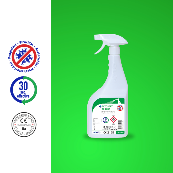 ACTOSEPT® AF PLUS 750 ml | Tıbbi Cihazlar için Alkol Bazlı Hızlı Yüzey Dezenfektanı- %70 Etanol