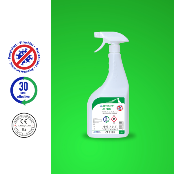 ACTOSEPT® AF PLUS 1 L | Tıbbi Cihazlar için Alkol Bazlı Hızlı Yüzey Dezenfektanı- %70 Etanol