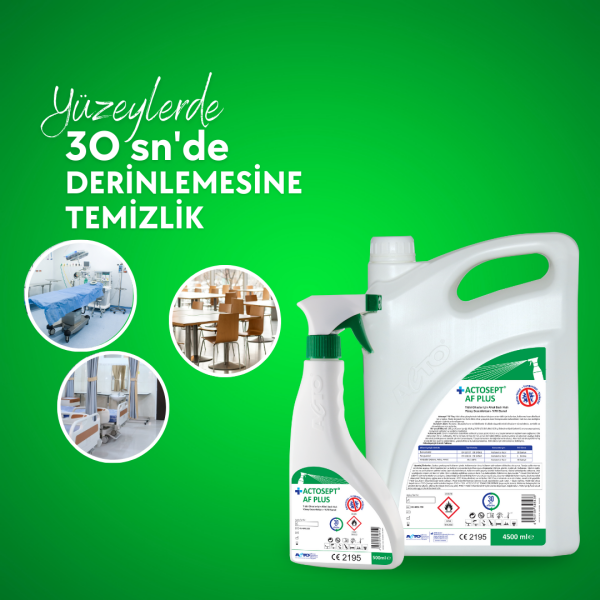 ACTOSEPT® AF PLUS 4500 + 500 ml | Tıbbi Cihazlar için Alkol Bazlı Hızlı Yüzey Dezenfektanı- %70 Etanol