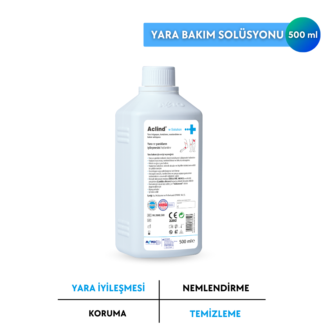 Aclind W Solution 500 ml | Yara & Yanık Bakım ve Onarım Solüsyonu