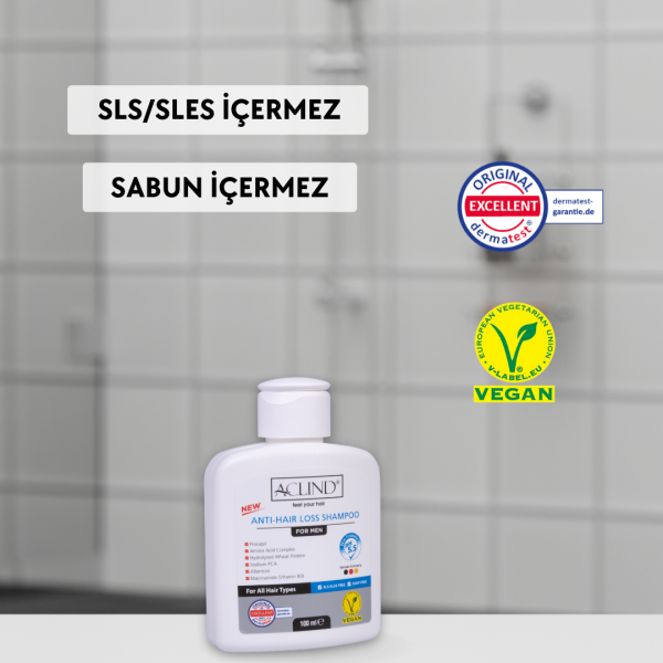 Aclind Hair Loss Shampoo For Men /  Erkekler İçin Dökülme Karşıtı Saç Bakım Şampuanı 100 ml
