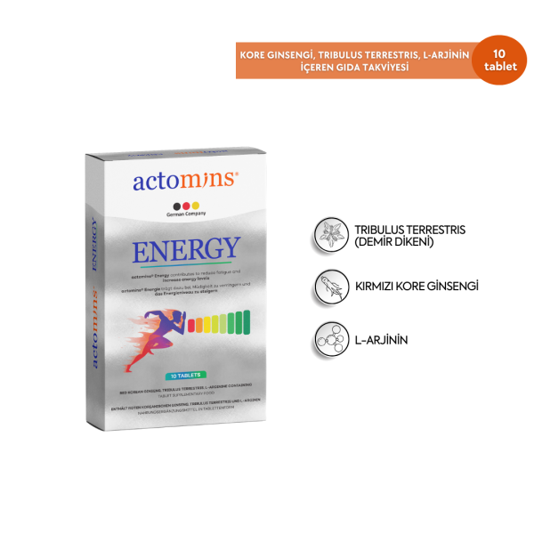 Actomins Energy Tribulus, Ginseng, L-arjinin İçeren Gıda Takviyesi