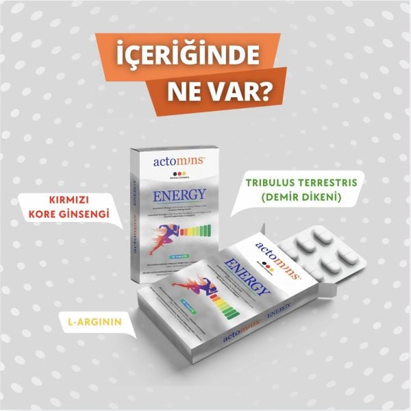 Actomins Energy Tribulus, Ginseng, L-arjinin İçeren Gıda Takviyesi