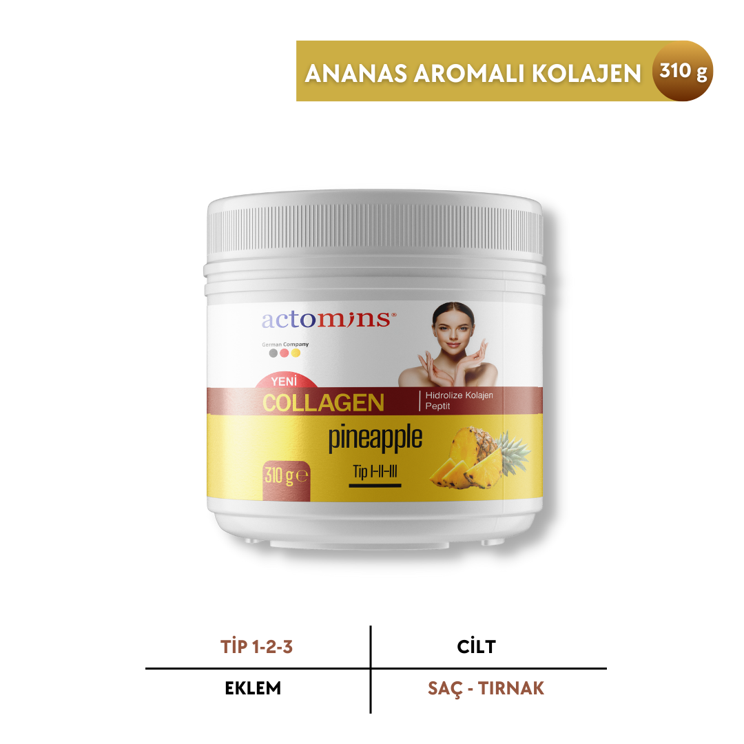 ACTOMINS® Collagen Pineapple 310 gr | Hidrolize Kolajen İçeren Takviye Edici Gıda