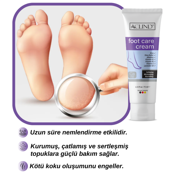 Aclind® Foot Care Cream 75 ML (Ayak Bakım Kremi)