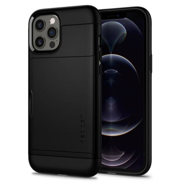 Spigen iPhone 12 Pro / iPhone 12 ile Uyumlu Kılıf Slim Armor CS Black