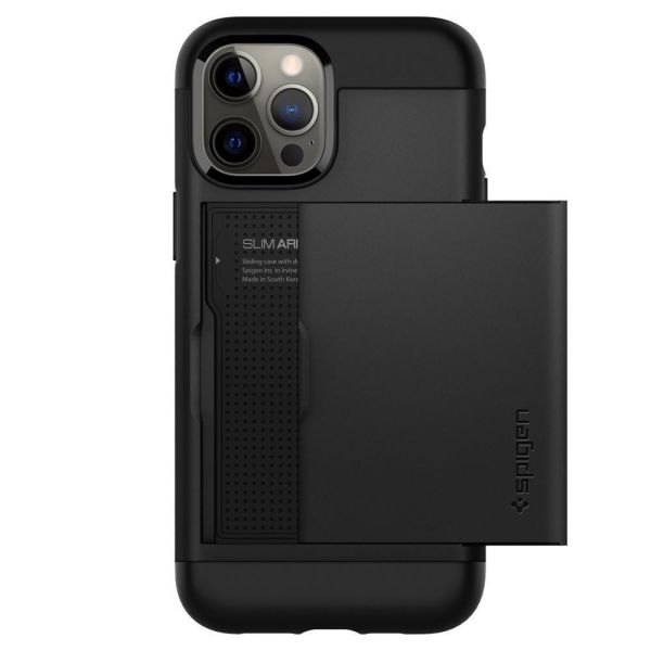 Spigen iPhone 12 Pro / iPhone 12 ile Uyumlu Kılıf Slim Armor CS Black